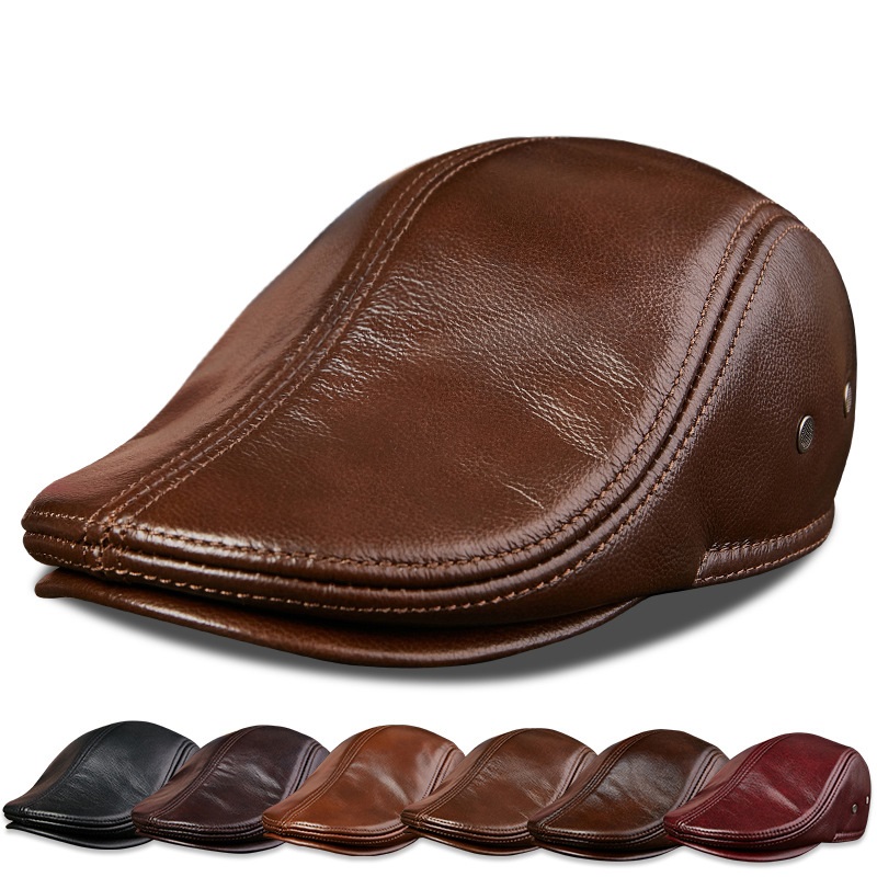 Genuine Cowhide Leather Men Be - Baseball Cap Structured ulasan dan harga