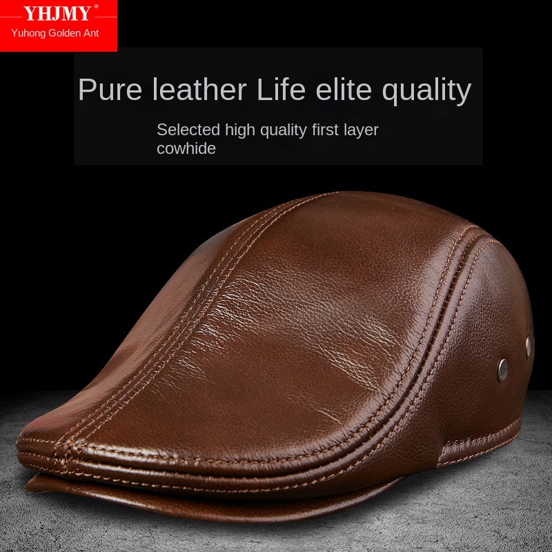 Genuine Cowhide Leather Men Be - Baseball Cap Structured ulasan dan harga