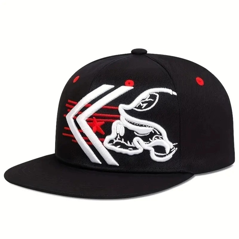 Unisex Skeleton Embroidery Bas - Snapback Hat Flat ulasan dan harga