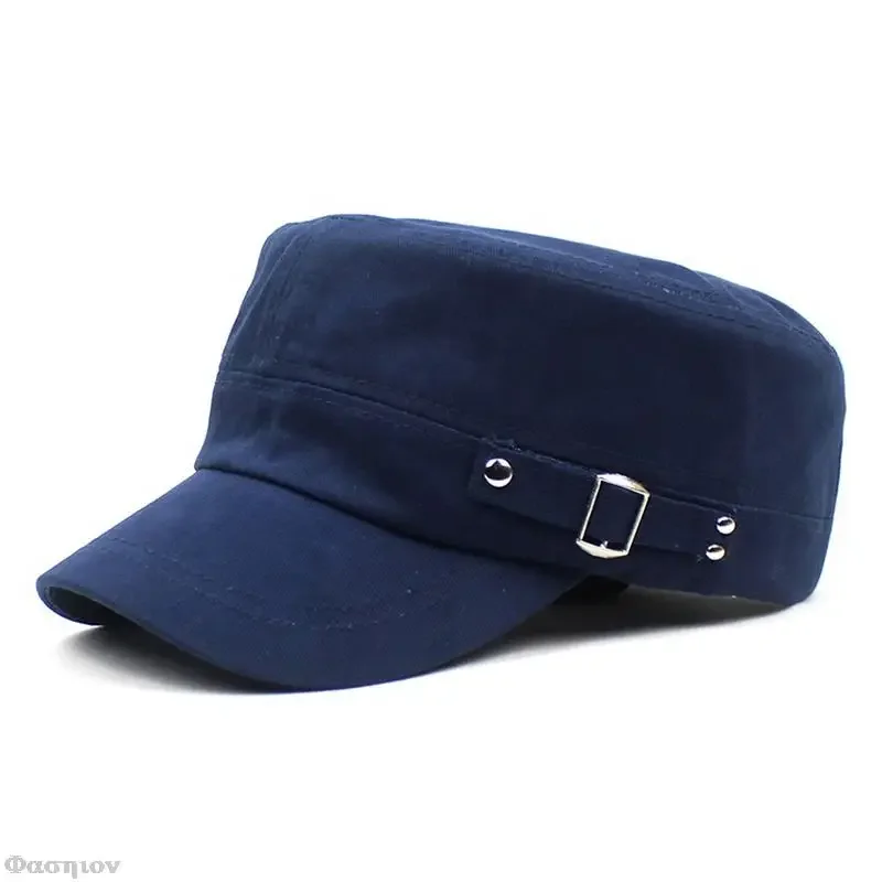Army Cap Men Women Pure Color  - Snapback Hat Flat ulasan dan harga